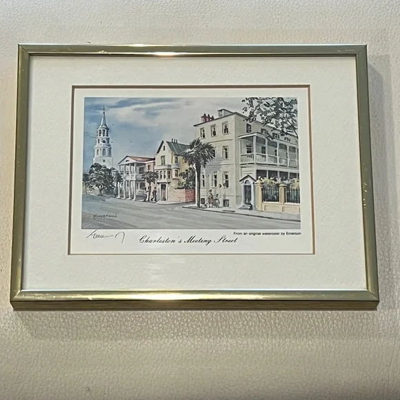 Lithograph signed by Artist Emerson “Charleston’s Meeting Street”  6 X 8 framed - Picture 11 of 14